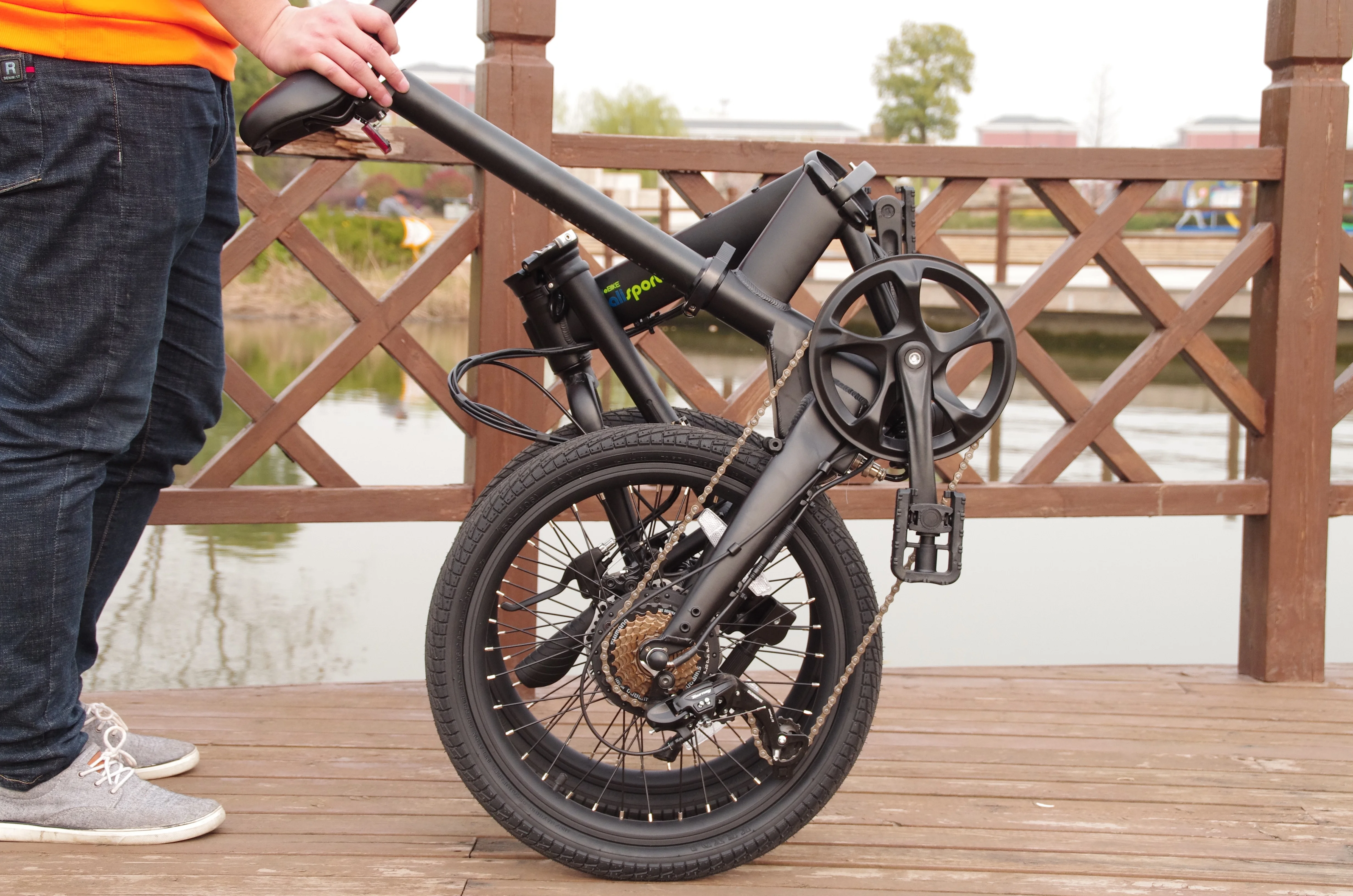 7 speed 20 inch electric folding bike with seat post littium-ion battery 250w 36v foldable ebike from Qualisports