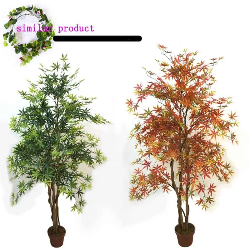 Искусственное японское кленовое зеленое дерево бонсай с естественным прикосновением ствол, декоративное Горшечное растение дерево в зеленом/коричневом/красном 180 см