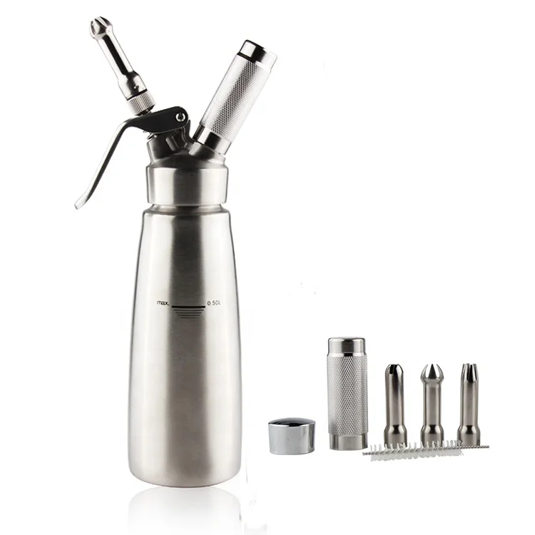 Подгонянные сладкие десертные Инструменты 500 мл из нержавеющей стали взбитые сливки диспенсер, 1 пинт крем взбивание с 3х стилей сопла