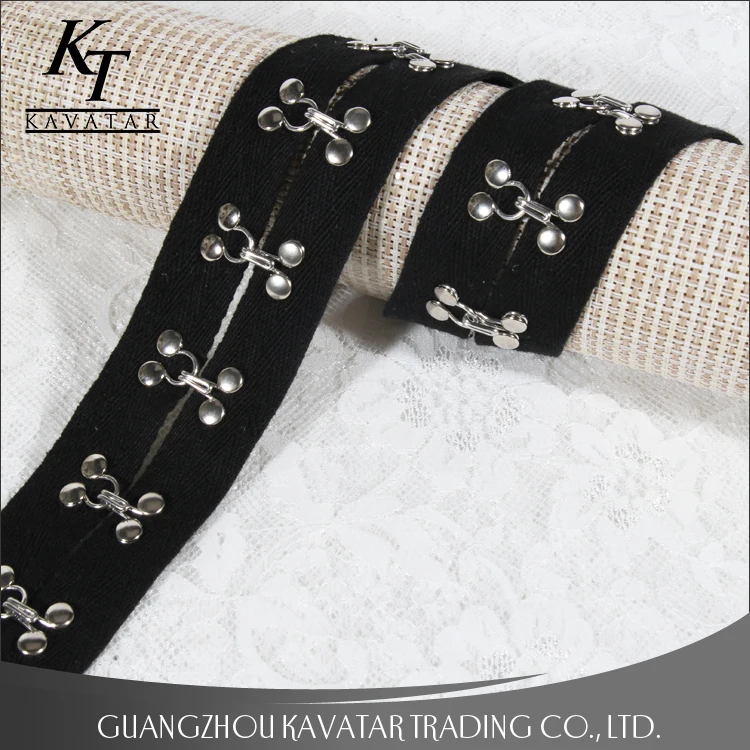 Hot selling Copper hook and eyelet herringbone tape, Hook and eyelet Copper tape trimming Eyelet belt