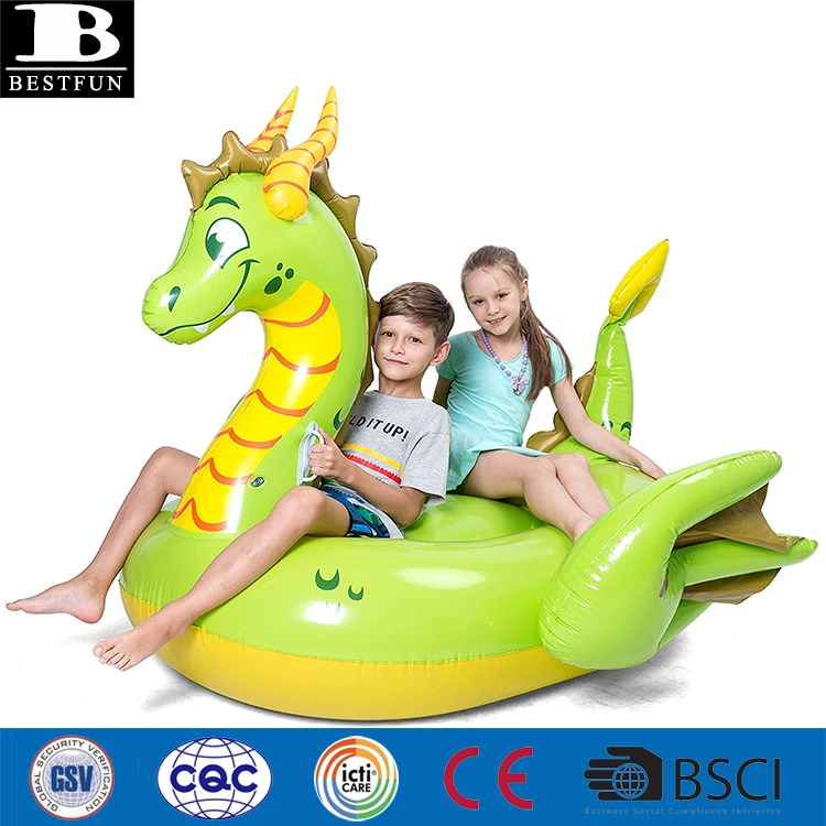heavy duty vinyl inflatable storybook dragon pool float durable water lounge island swim party toys for adults & kids