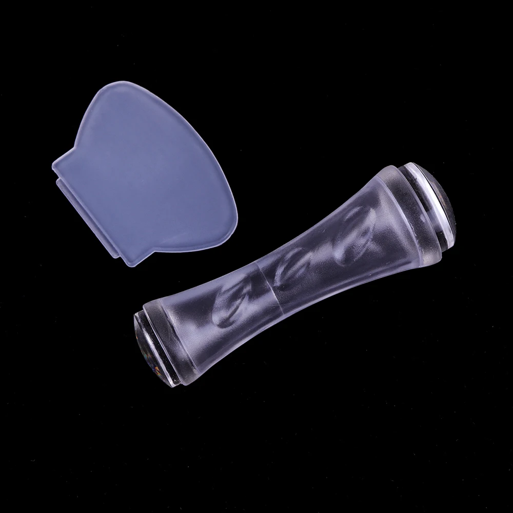 1sets Silicone Marshmallow Stamper Scraper Nail Art Stamp Clear Jelly Double Head Steel Plate Transfer Tools