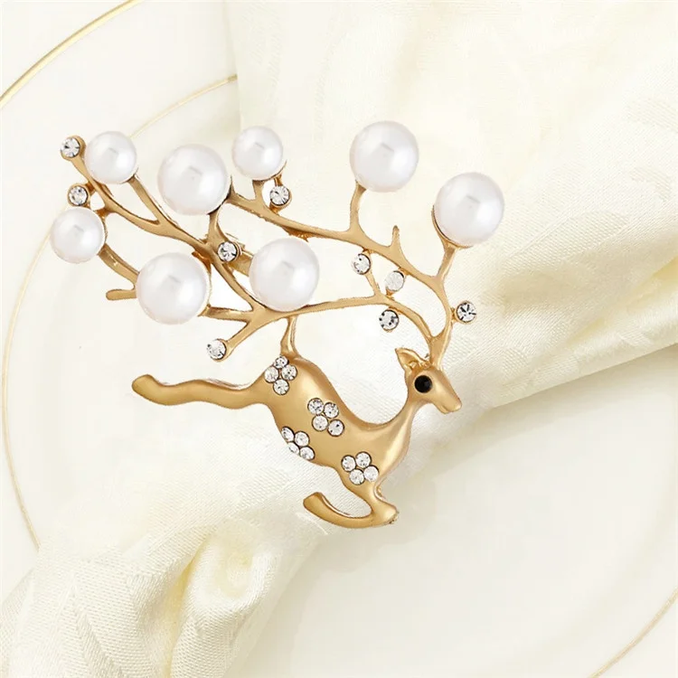 Горный хрусталь кольца для салфеток рождественские украшения олень кольца для салфеток NH-20