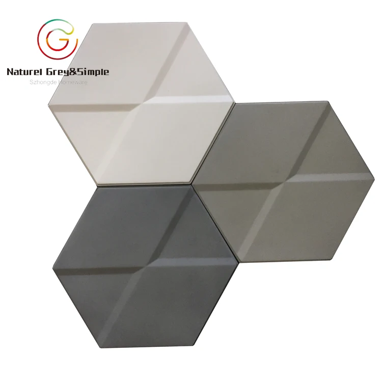 Hexagon Concrete  Design 3D Decorative Concrete Cement Wall Tiles