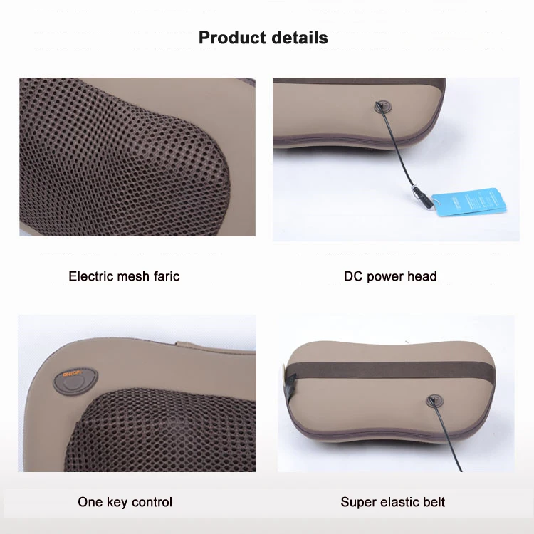 
Car home use electric roll heat deep kneading body head back shoulder neck infrared shiatus cushion massage pillow with heating 