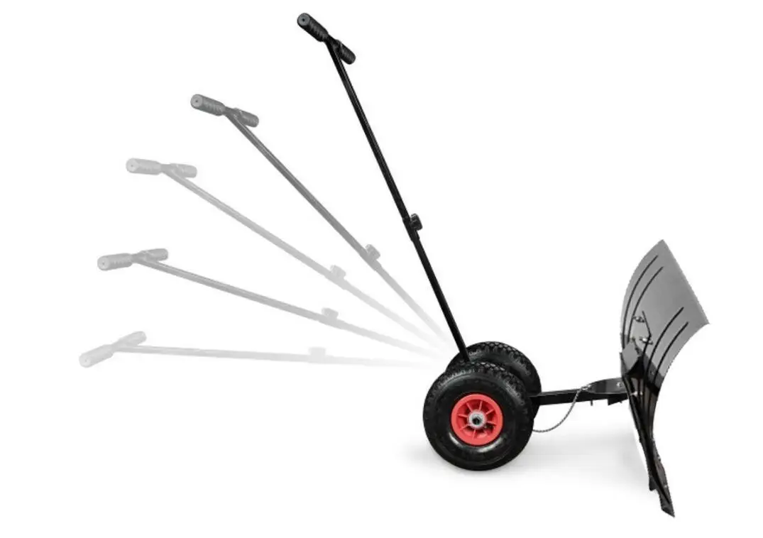 Wheeled Snow pusher with adjustable handle and carbon steel made