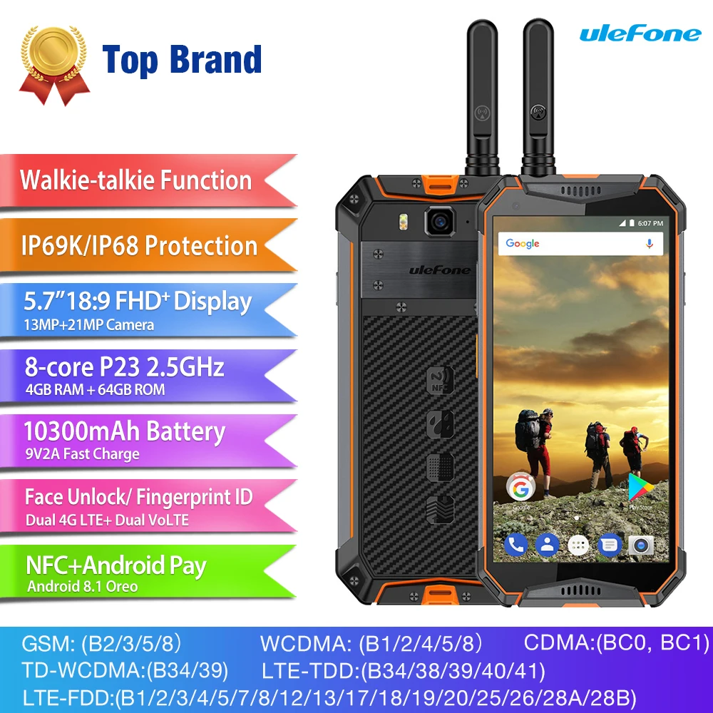 
5.7inch Ulefone Armor X Waterproof Mobile Phone High Performance Cellphone 