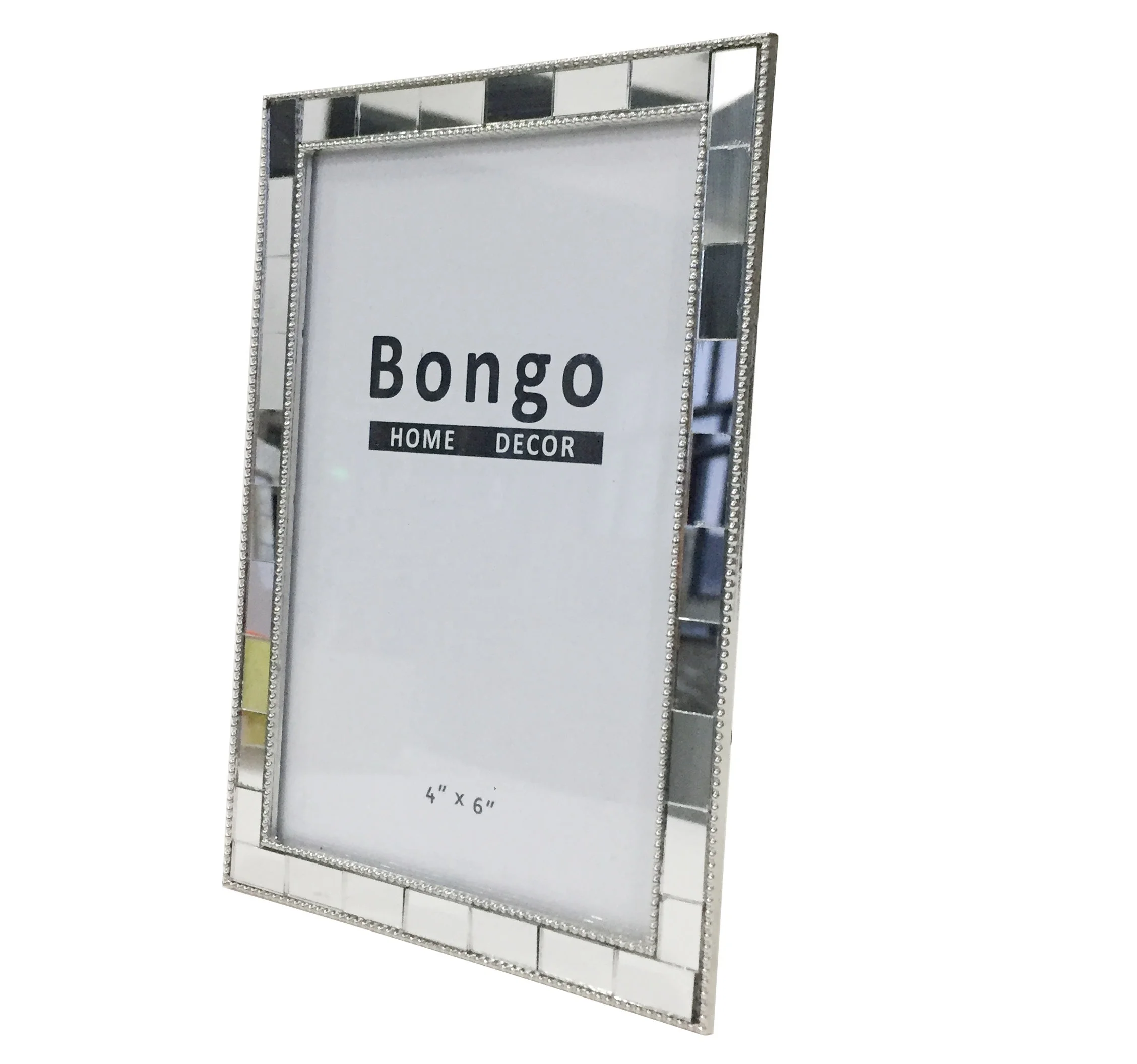 silver plated metal picture photo frame with mirror