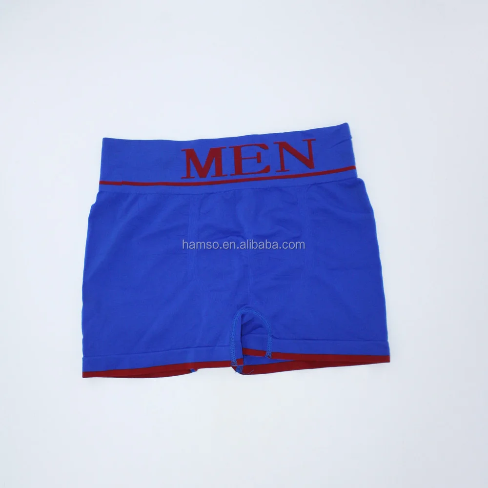 Custom Blue Seamless Underwear Men BOXER Briefs Plus Size OEM Service Spandex / Nylon Quick Dry MID-RISE Knitted Adults Solid