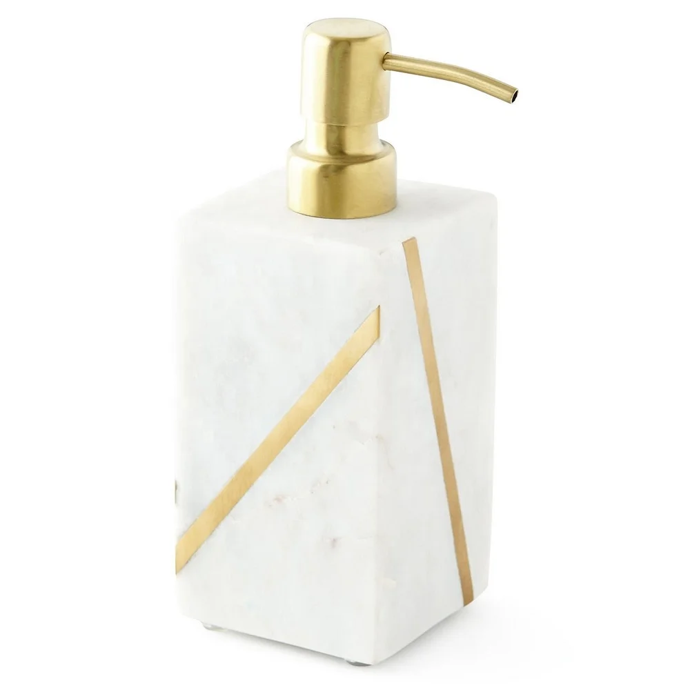 2024 Creative Luxury Home Decor Accessories Eco Friendly Marble Stone Bathroom Accessories with Brass Inlay