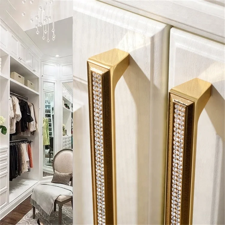 Luxury 24K Real Gold Or Chrome Czech Crystal Drawer Cabinet Knobs Wardrobe Door Handle Furniture Knobs Pull Handles