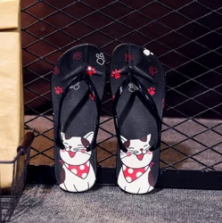 Summer slippers anti-slip women flip flops cartoon cat sublimation custom slippers