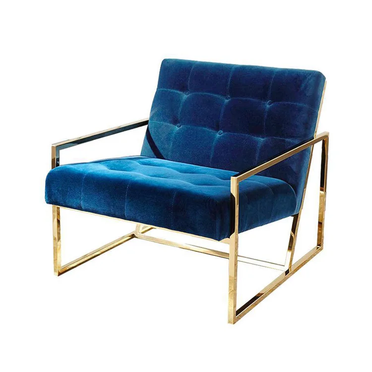 Wholesale of French modern armchairs with gold painted metal frames beige velvet sets living room wholesale