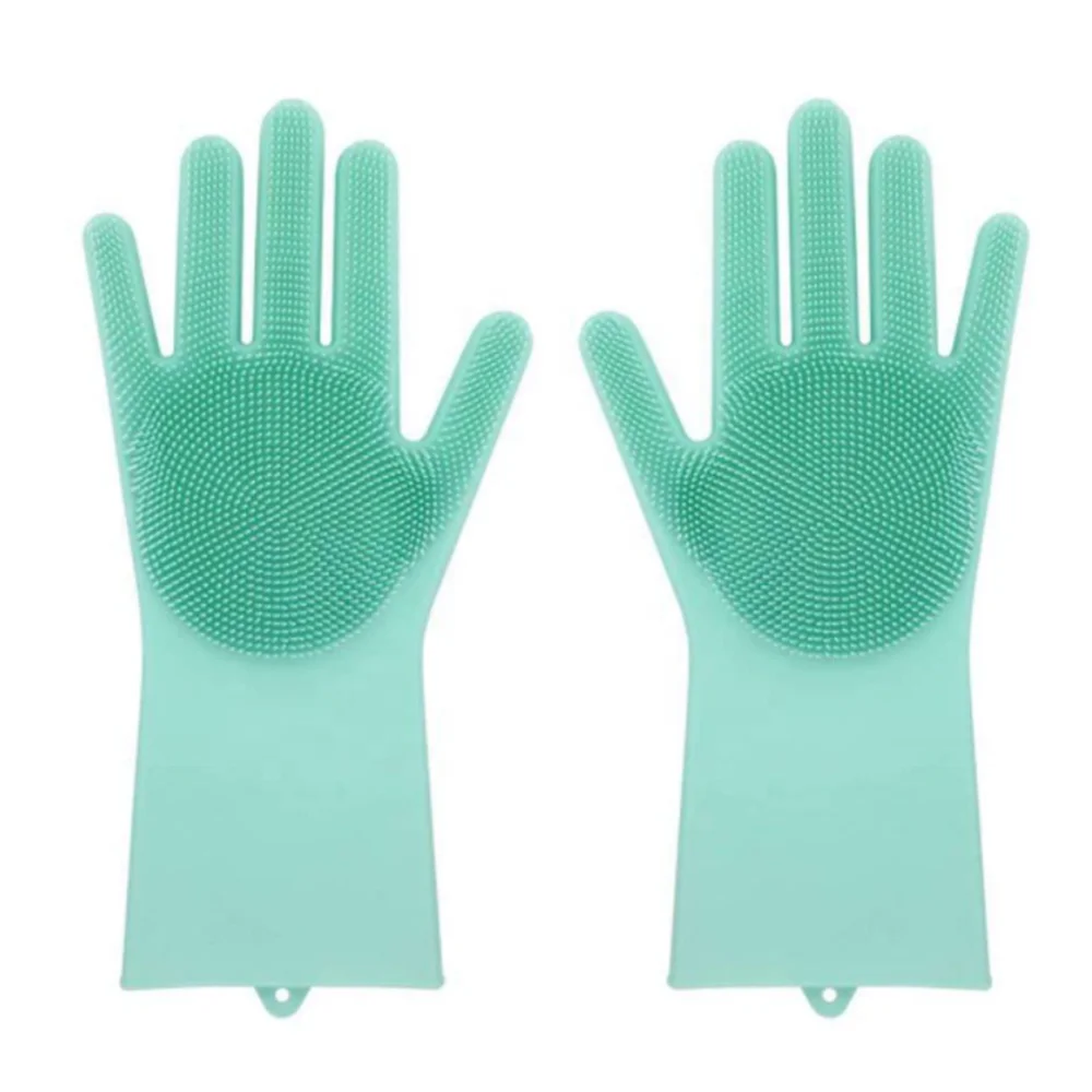 silicone washing Kitchen cleaning gloves with Non-slip heat-resistant and wear-resistant household gloves