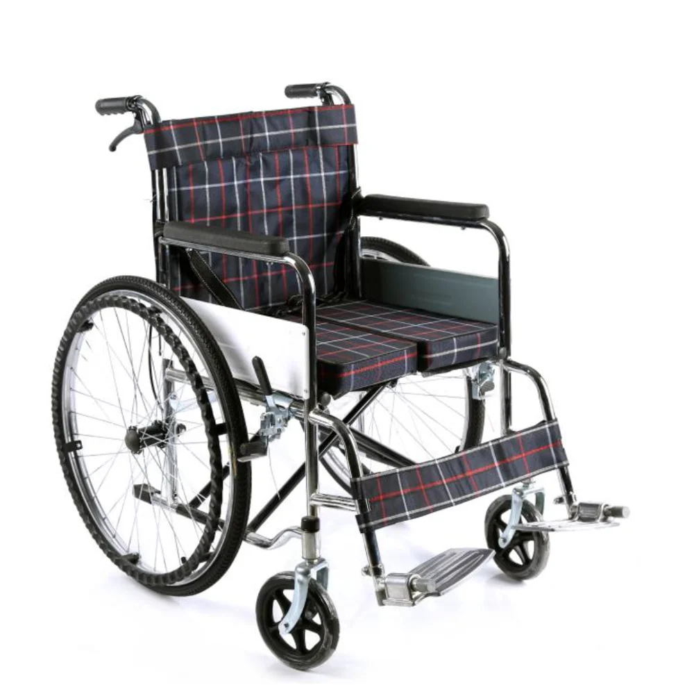 OEM Transport Folding Wheelchair Travel Portable Manual steel Wheel Chair
