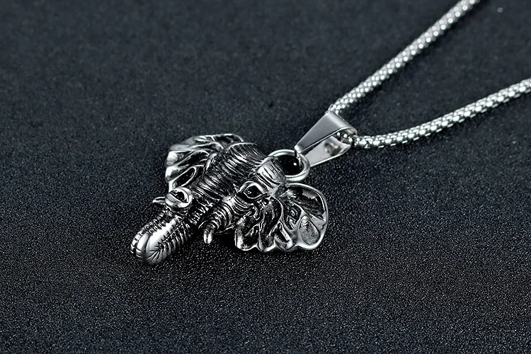 Elephant Animal Pendant Necklace Stainless Steel Goth Punk Jewelry