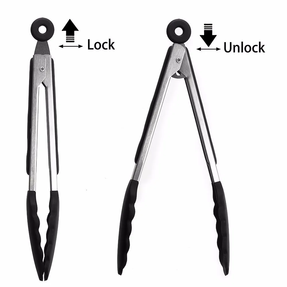 Baking tools silicone tongs, BBQ silicone food tongs, food grade silicone kitchen tongs