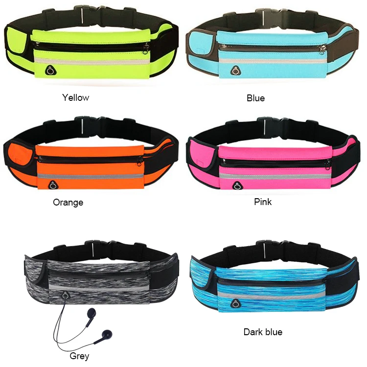Sport Reflective Waterproof Neoprene Running Belt Waist Pouch Unisex Women Multi-zipper Phone Wallet and Crossbody Bag Zipper