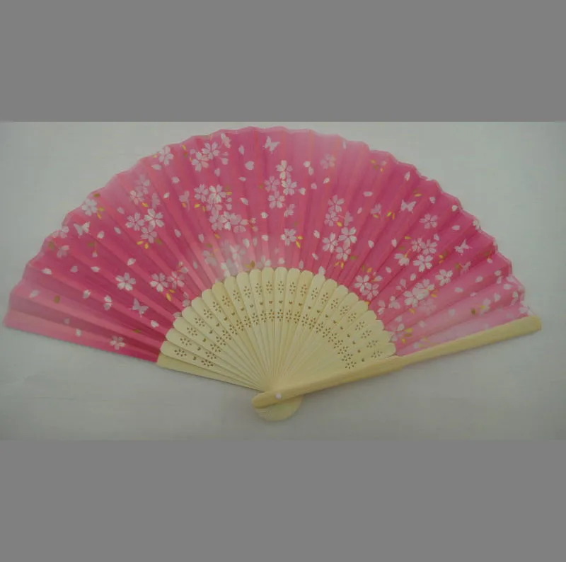21cm custom printed fabric bamboo hand fan