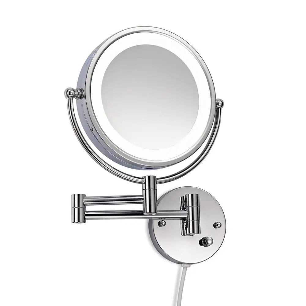 Star Hotel Two Way Extendable Swing Arm Led Lamp Lighted Mirror To Hang On Wall