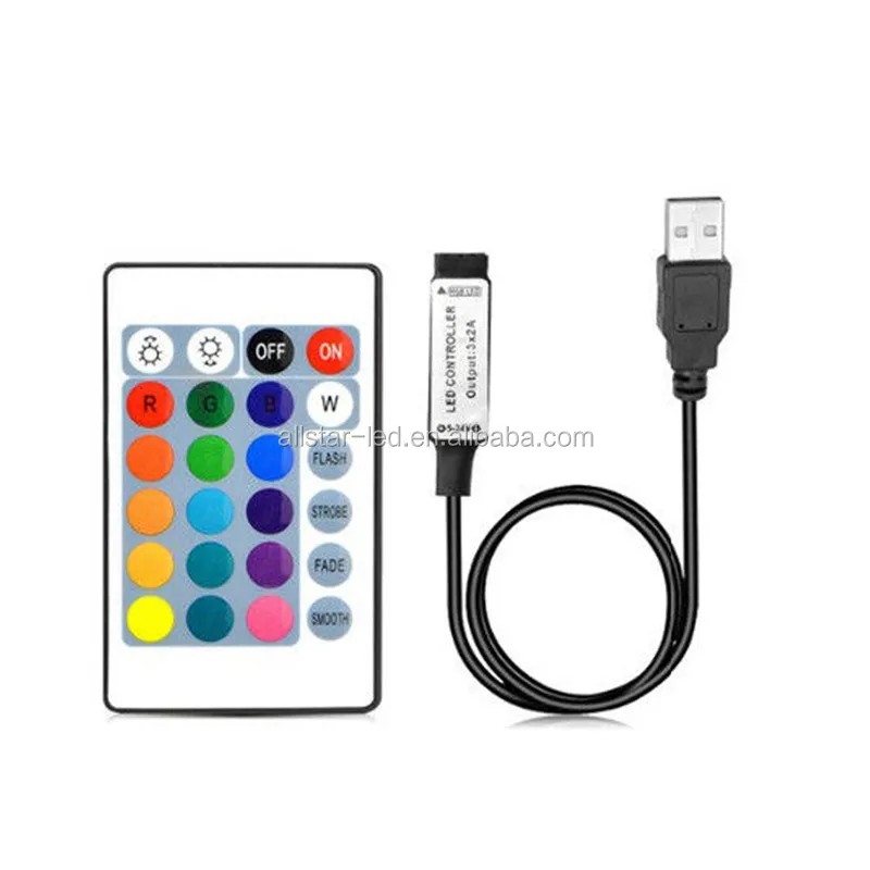 USB светодиодные полосы света 5 в возрасте от 12 до 24 вольт цветная (RGB) ИК RF пульт дистанционного управления 5V 12V V) Светодиодная лента с usb-питанием 3 17 24-мя клавишами на дистанционном беспроводном