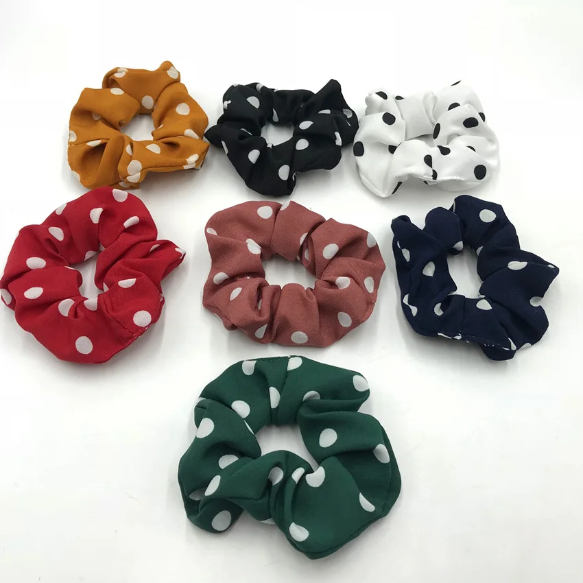 Хорошего качества резинки для волос в Горошек нейлоновый держатель для хвоста женские резинки оптом 100 шт./лот 7 видов цветов