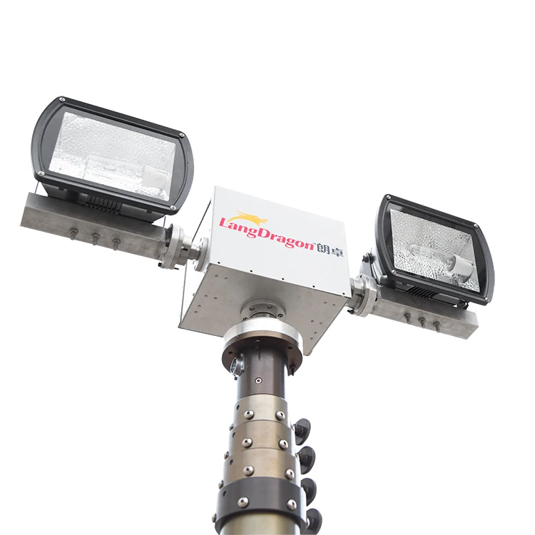 
hand pumped portable lighting pole light weight telescopic pneumatic mast 