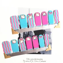 Pink Blue Cute cat child Nail Arts Nail Sticker Waterproof Nail Decal Sticker Gel Polish French