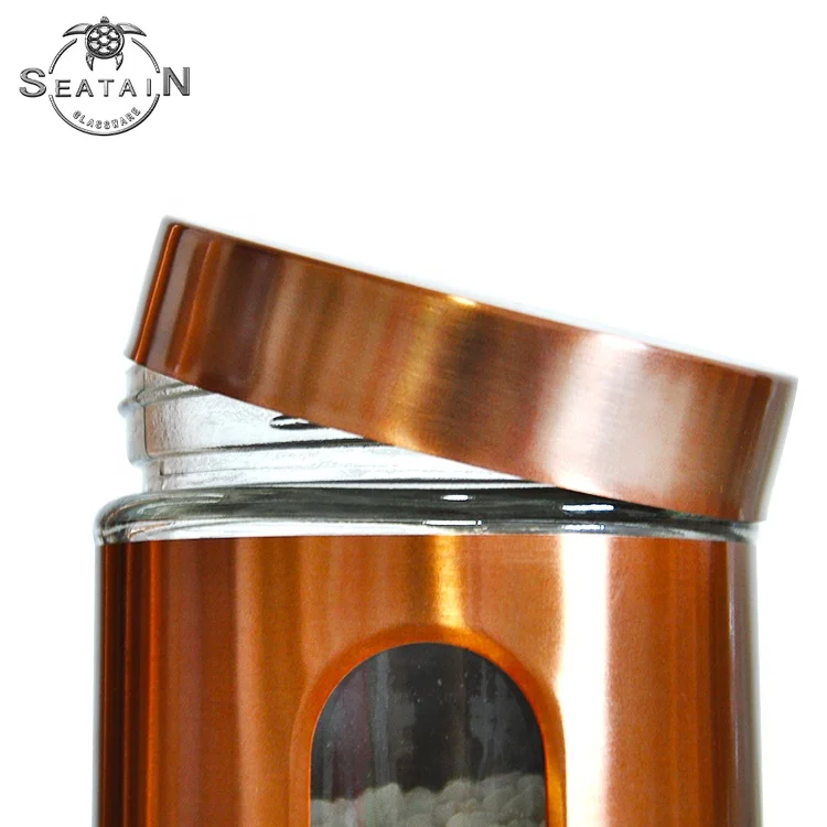 custom airtight stainless steel kitchen set glass food storage jar