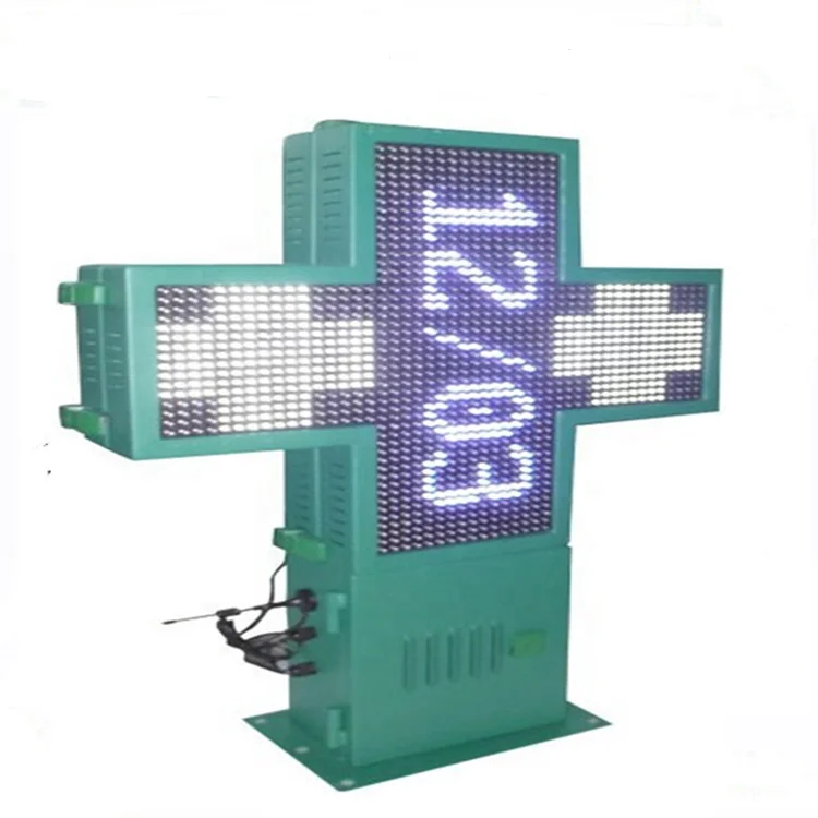 Green and Blue Bicolor LED Pharmacy Cross