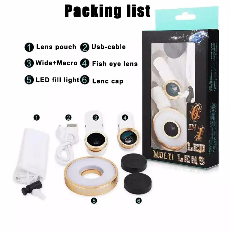 External camera for mobile phone Portable Flash Led Camera Ring Selfie Fill Light For samsung mobile