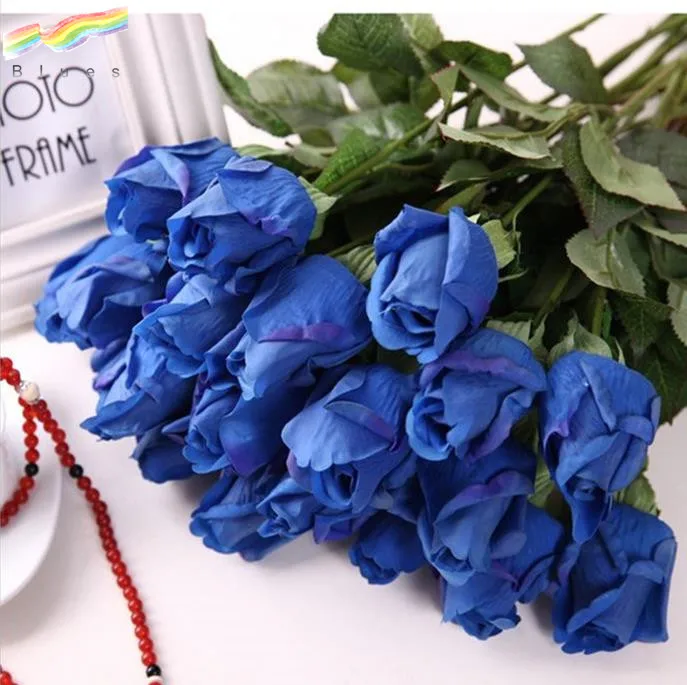 Silk fabric real touch single stem artificial rose flowers in bud for wedding event