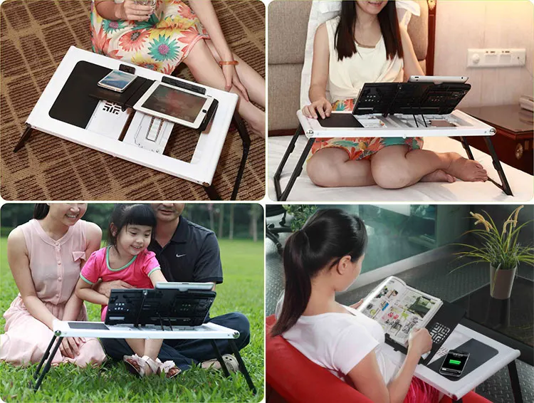 Пластиковый Напольный складной регулируемый столик для ноутбука, подставка, складной стол для ноутбука