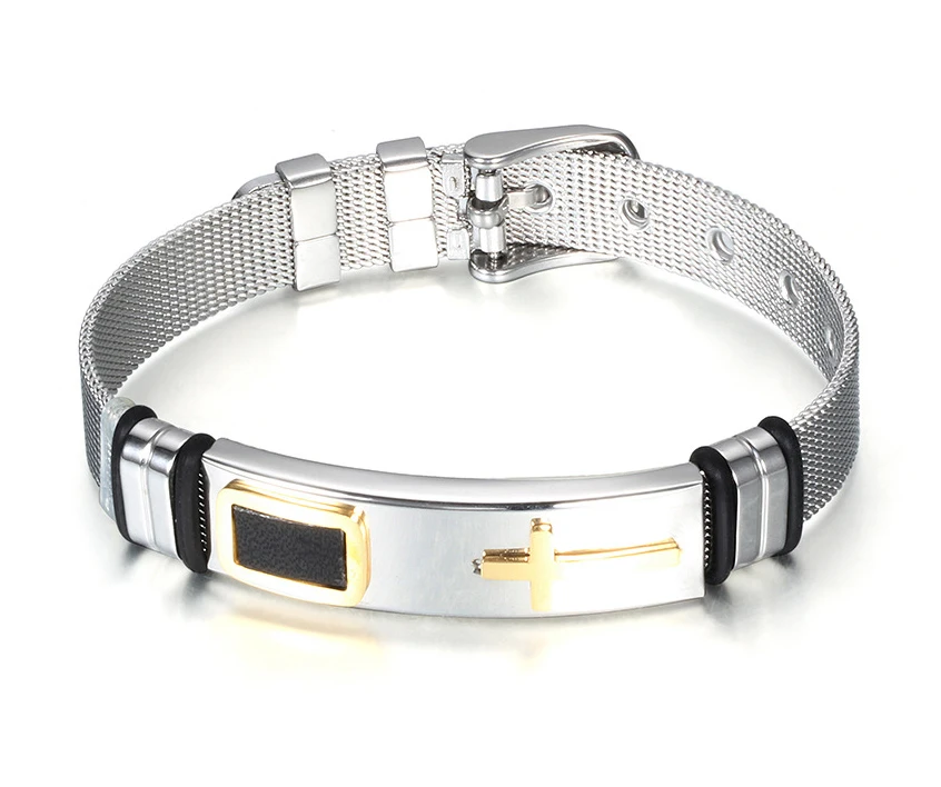 In stock jewelry personalized bracelet adjustable cross bangle men bracelet stainless steel