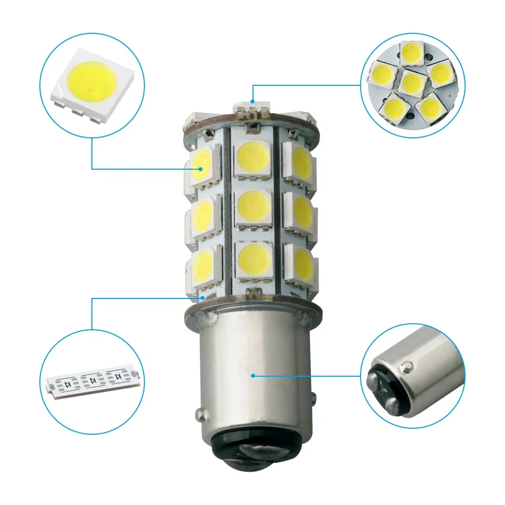 Заводская Цена 3 Вт 12 В Cob разъем 1156 27Smd 5050 Светодиодная супер белая Ba15 лампа