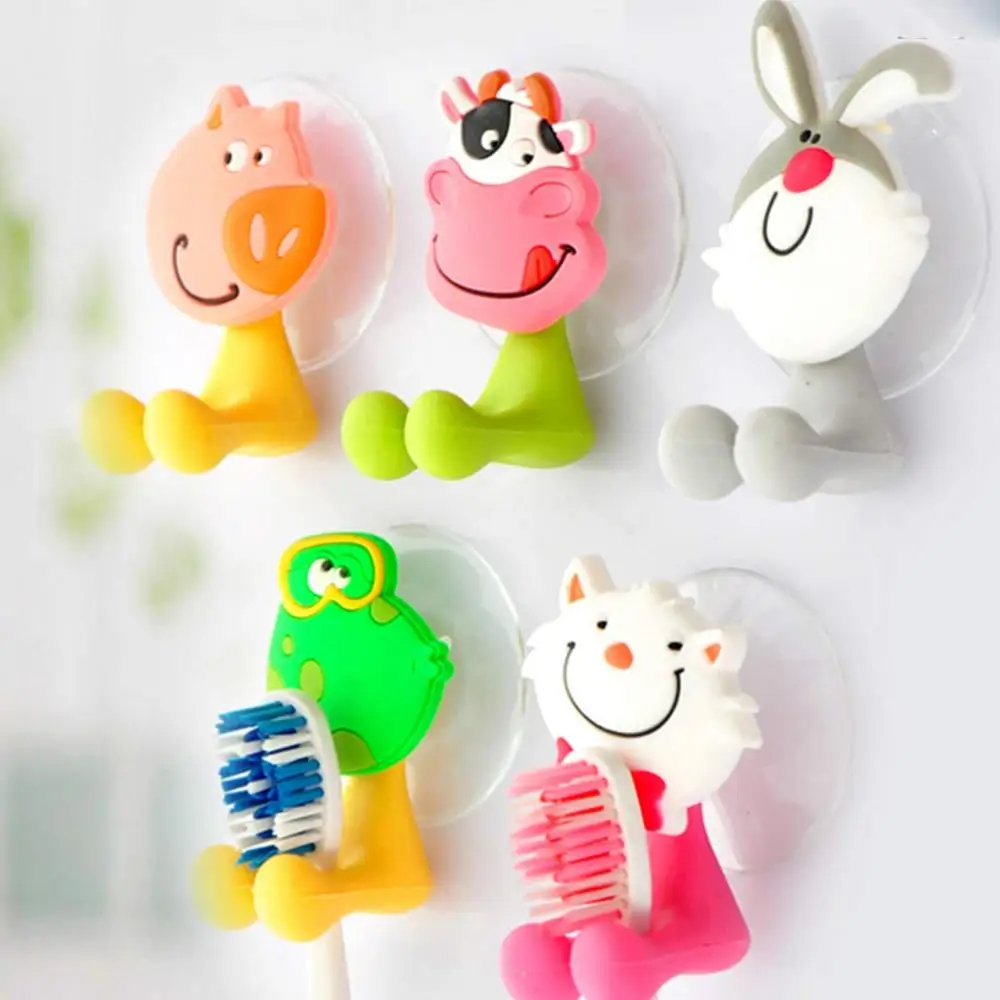 Cartoon design silicone toothbrush holder with sucker for bathroom decoration