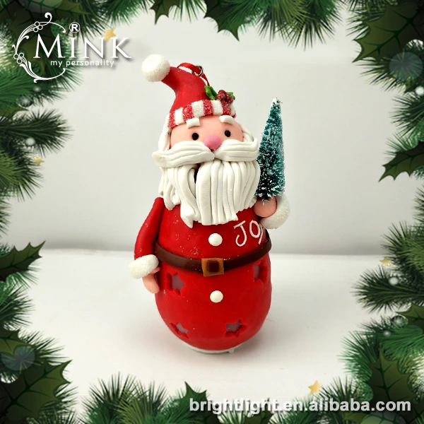 Santa/ Snowman/ Reindeer with warm LED light polymer christmas ornaments