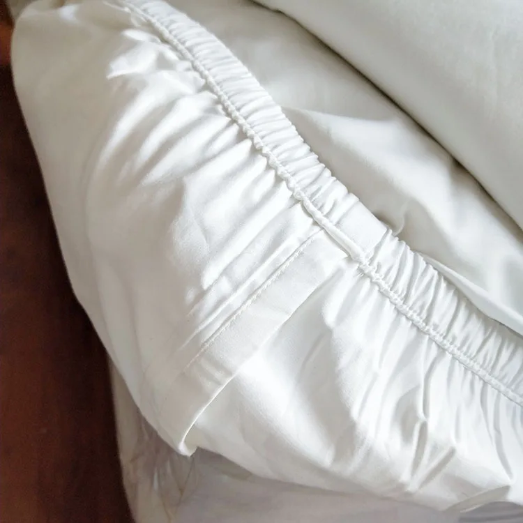 Chinese 100 cotton luxury bedding set plain white king size elastic hotel fitted sheet with elastic corners