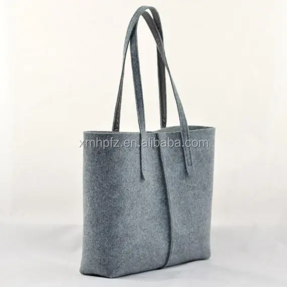 Gray minimalist felt handbag Tote big Size Felt Bag