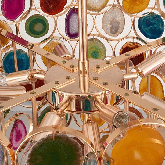New Design Hotel Colorful Agate Stone Chandelier Lighting For Hotel Restaurant