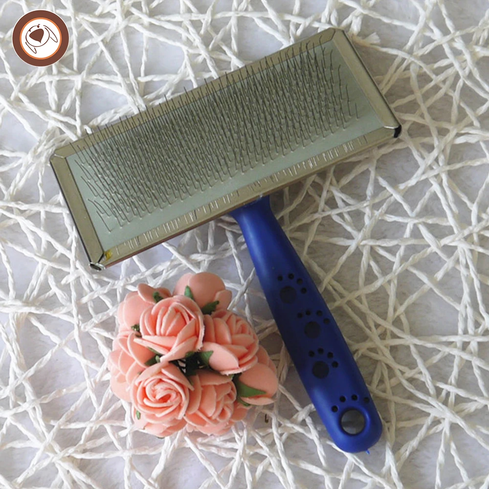 Simple Plastic Handle Pet Dog Cat Poodle Animal Puppy Long Hair Fur Shedding Grooming Soft Slicker Brush Comb
