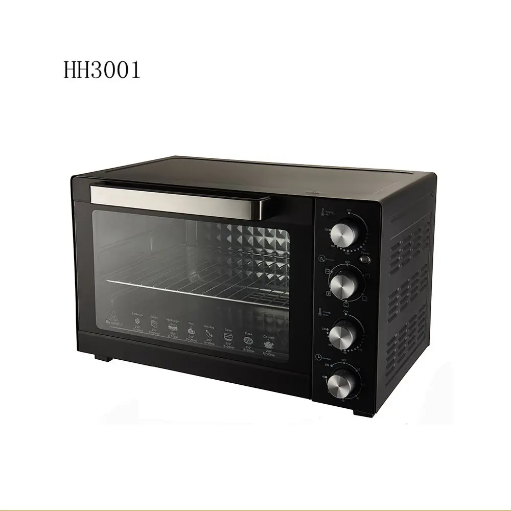 New design black silver white square 30L with thermosate small electric conventional oven for houseware desktop oven