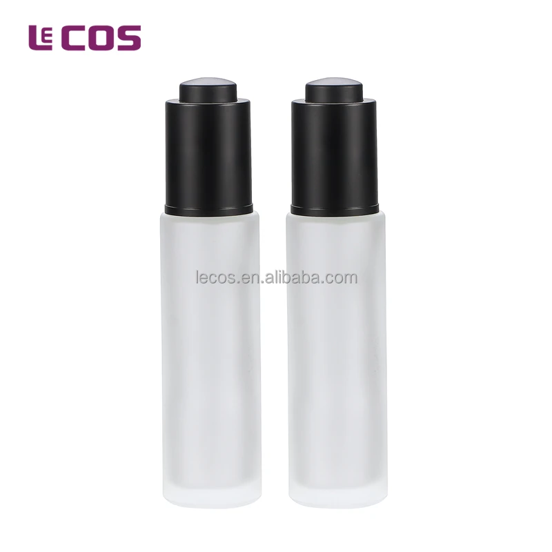 30ml Frosted Glass Bottle With Black Matt Pump Dropper