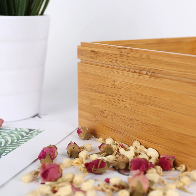 
BAMBKIN natural bamboo storage box with dividers creative multi organizer nut storage box tea bag container 