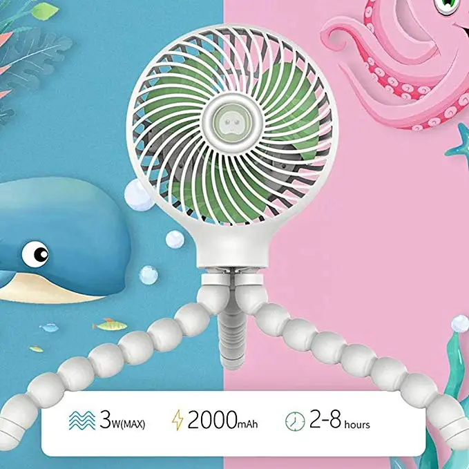 Портативный мини-вентилятор для детской коляски, персональный портативный Настольный вентилятор для детской кровати с гибким штативом, USB Перезаряжаемый вентилятор для офиса/комнаты/улицы