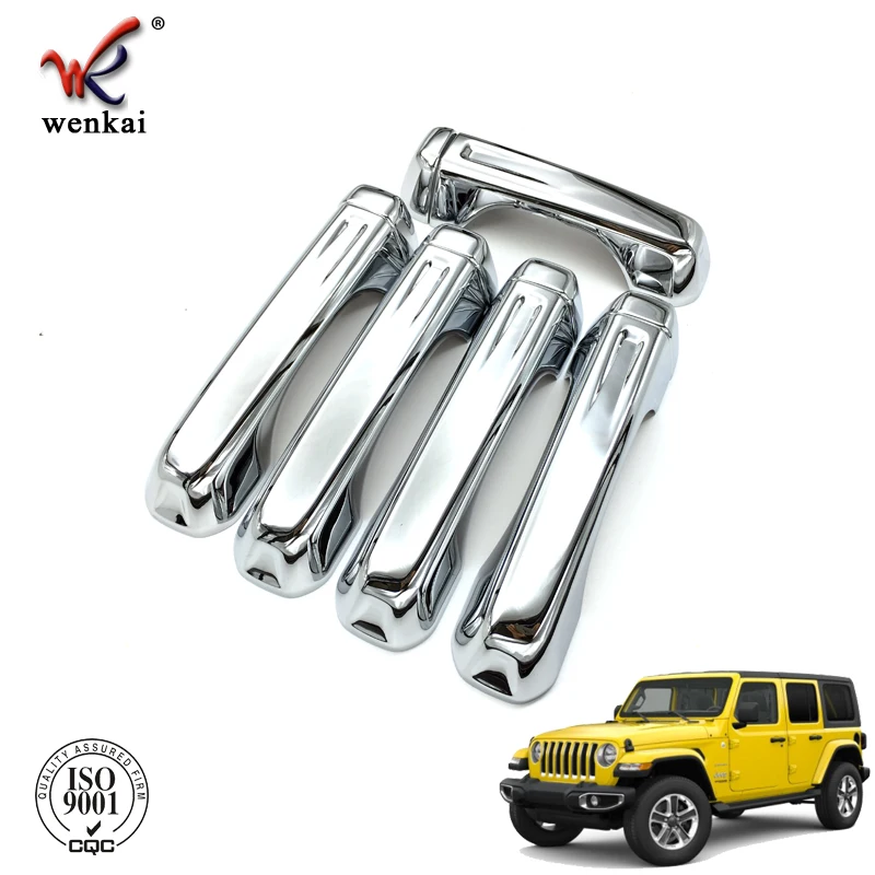 Car Auto Accessories ABS Plastic 10Pcs Chromed Door Grab Tailgate Handle Cover For Jeep Wrangler JL 2018 2019