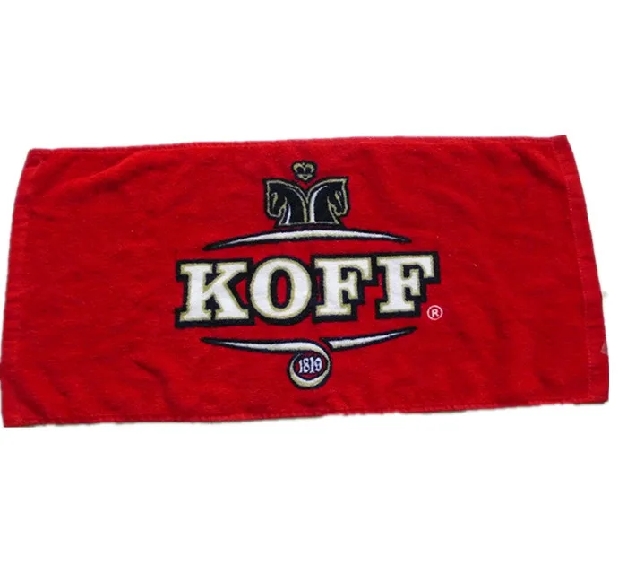 
Customized Black Logo Velour Cotton Printed Red Rally Sports Gym Towel 