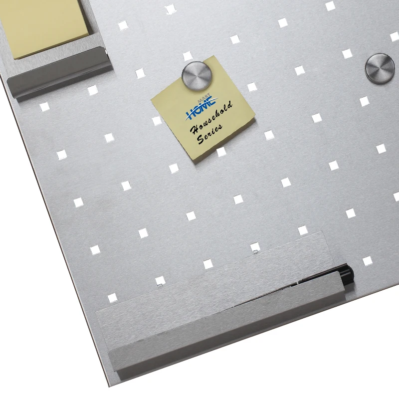 Stainless Steel Magnetic Key Bulletin Board Wall Mounted Square Memo Board Notes Cards And Photos Staff Office Classroom Tool