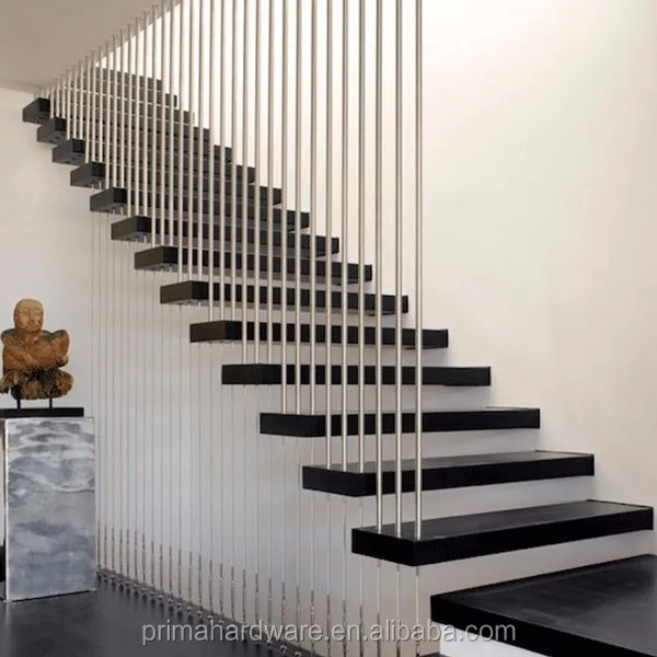 interior single stringer straight steel wood tread stair/open riser staircase