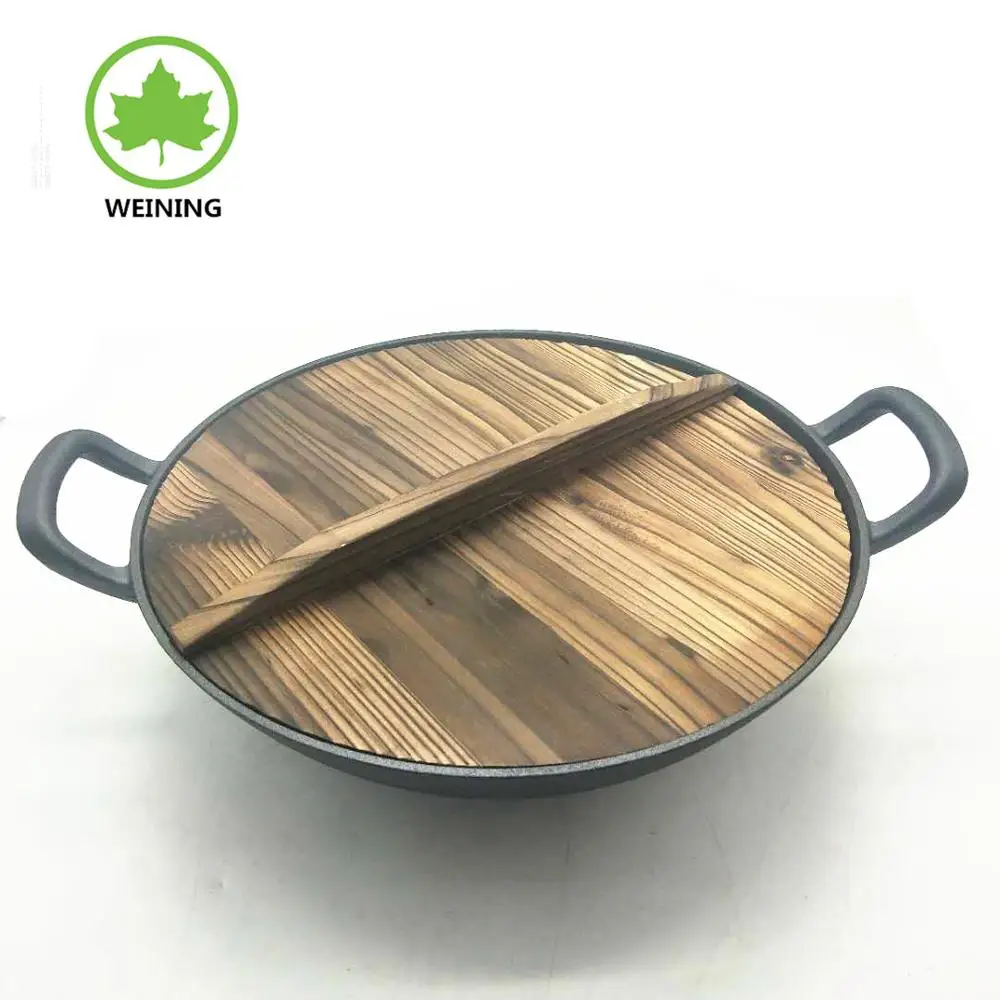 Traditional chinese cast iron wok black pre-seasoned Cast Iron Wok For Kitchen Cookware